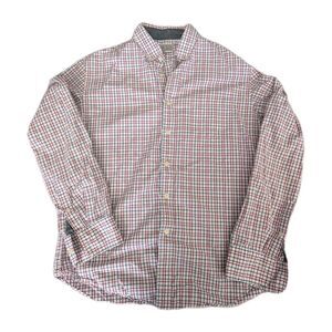 J.Crew Men's L Buttondown Shirt, Red White & Blue Check, 100% Cotton, Casual